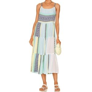 lemlem neela cascade dress in aqua size xs